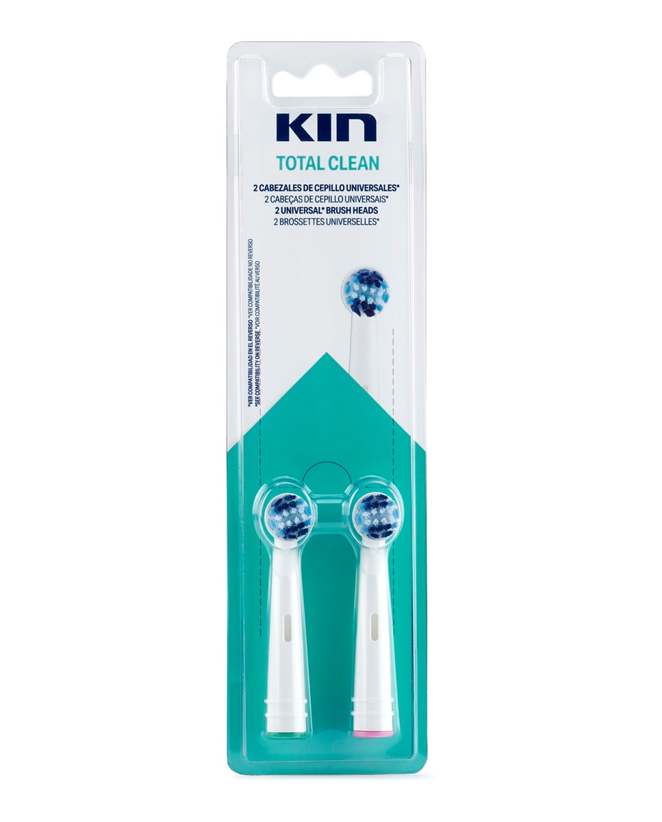Kin - 2 unidades Recambio Cabecal cepillo eléctrico Limpieza total Kin.