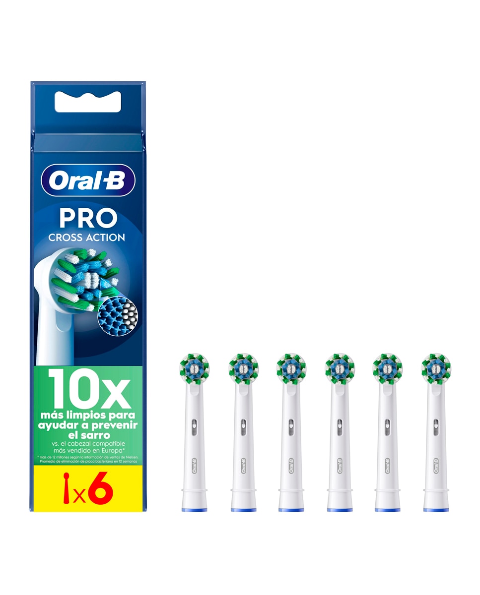 Pack de 6 Cabezales de Recambio Pro Cross Action Oral-B Pro 2