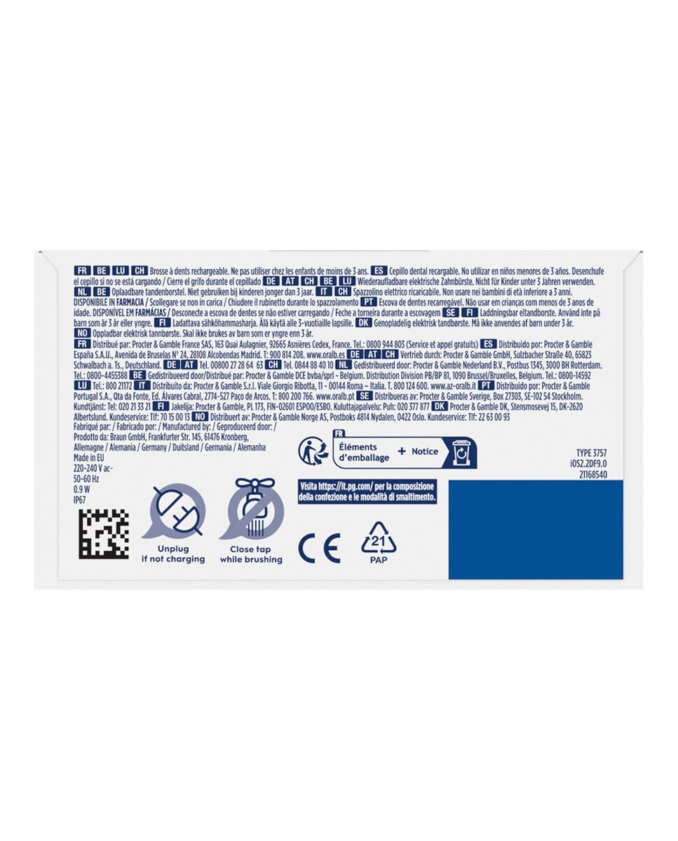 Cepillo de Dientes Eléctrico Azul Mar Oral-B iO 2 Laboratory Oral B 6