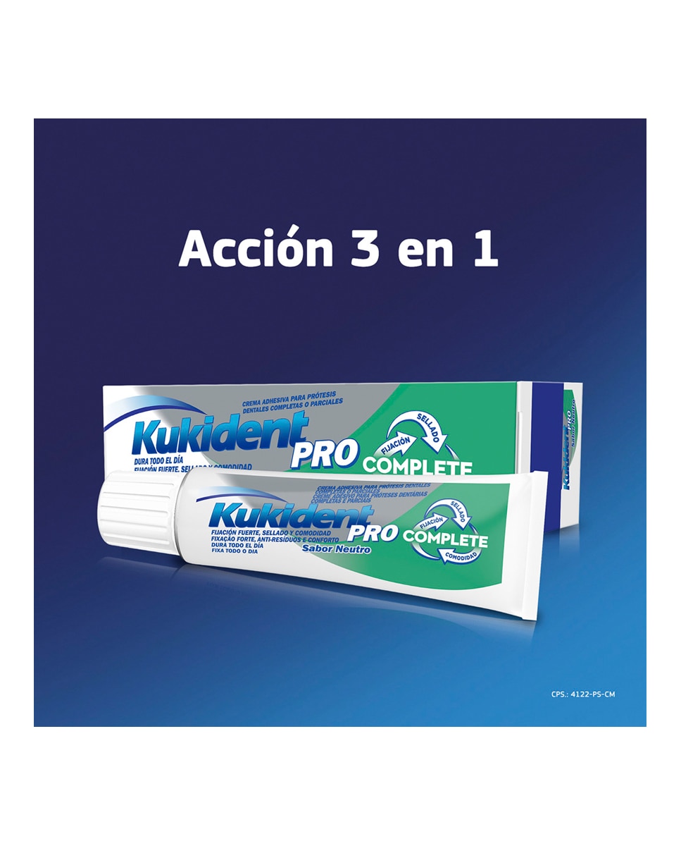 Imagen 6 de Crema Adhesiva para Prótesis Dentales Sabor Neutro 70 g Pro Complete Kukident - 70 g