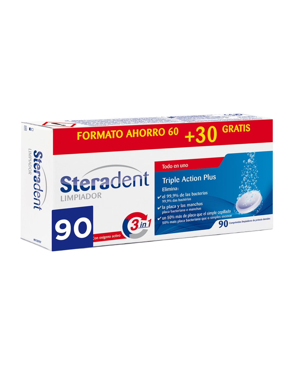 Steradent - 90 Comprimidos Limpiadores Triple Acción Steradent.