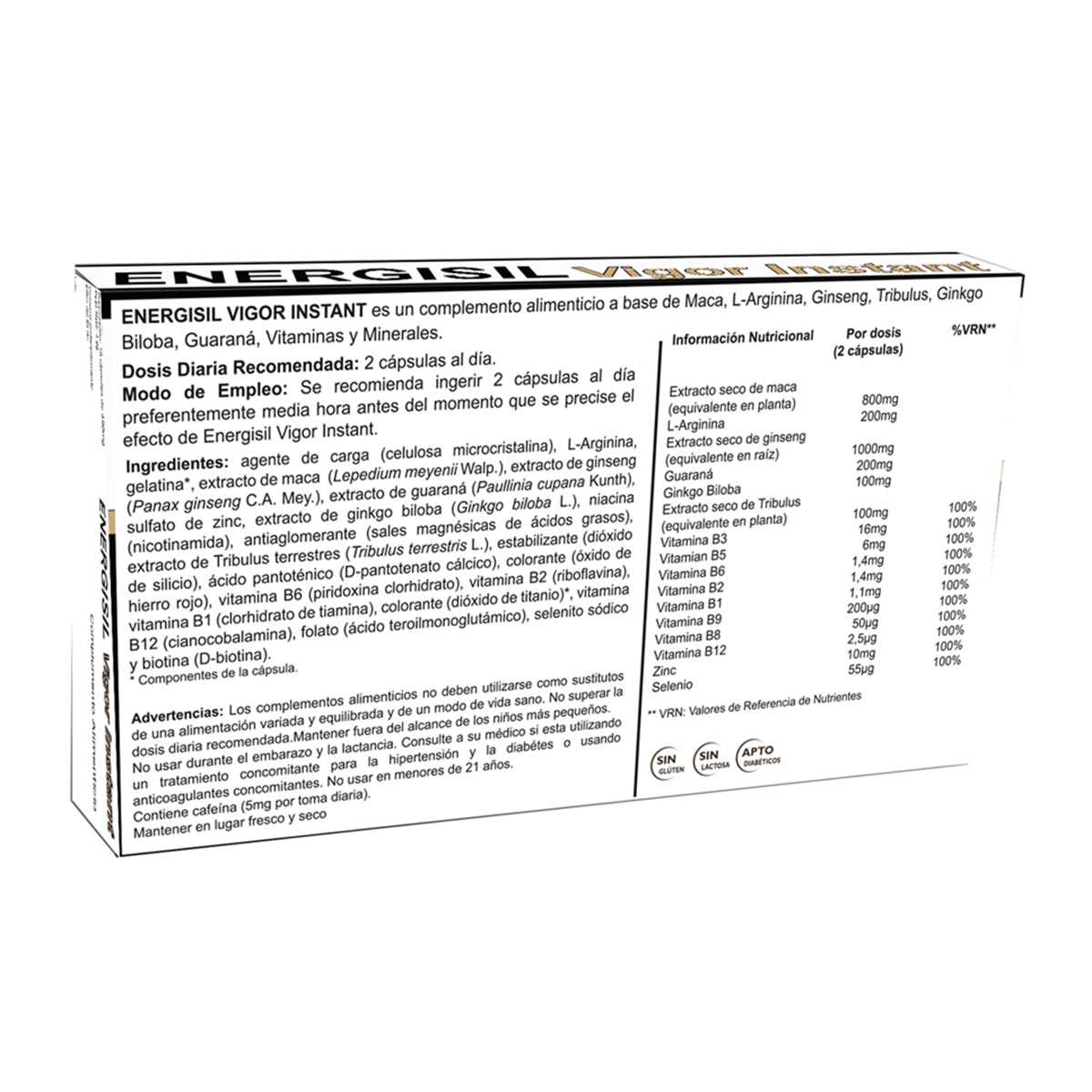 10 Cápsulas Energisil Vigor Instant Pharma Otc 2