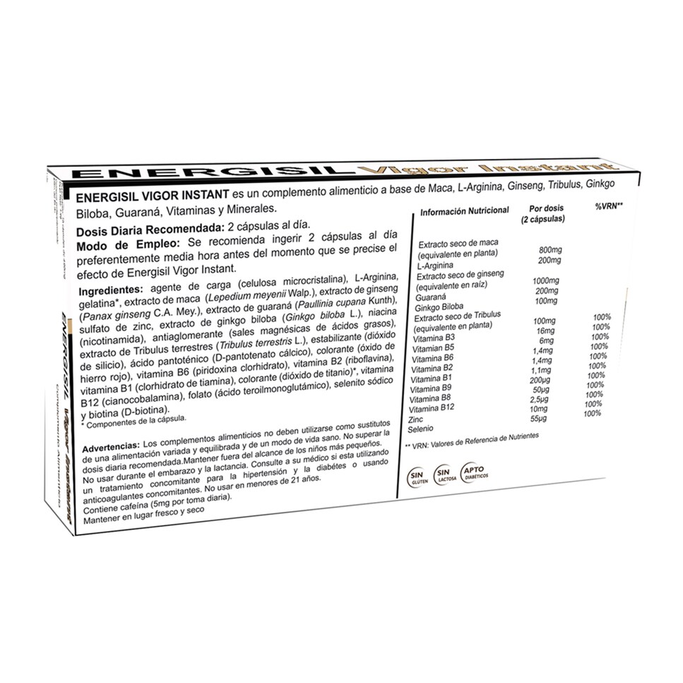 10 Cápsulas Energisil Vigor Instant Pharma Otc 2