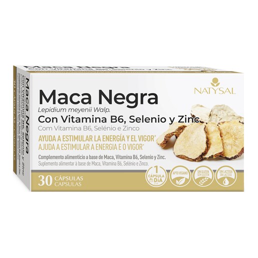 Cápsulas Maca Negra con B6, Selenio y Zinc 30 uds Natysal