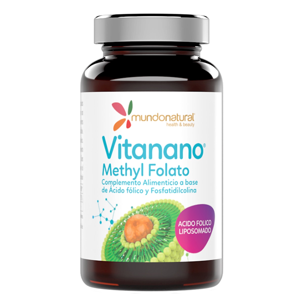 Mundo Natural - 30 cápsulas Vitanano Methyl folato liposomado Mundo Natural.