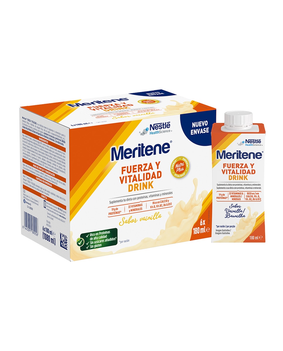 Meritene - Estuche 6 botellas de 180 ml Drink Vainilla Meritene.