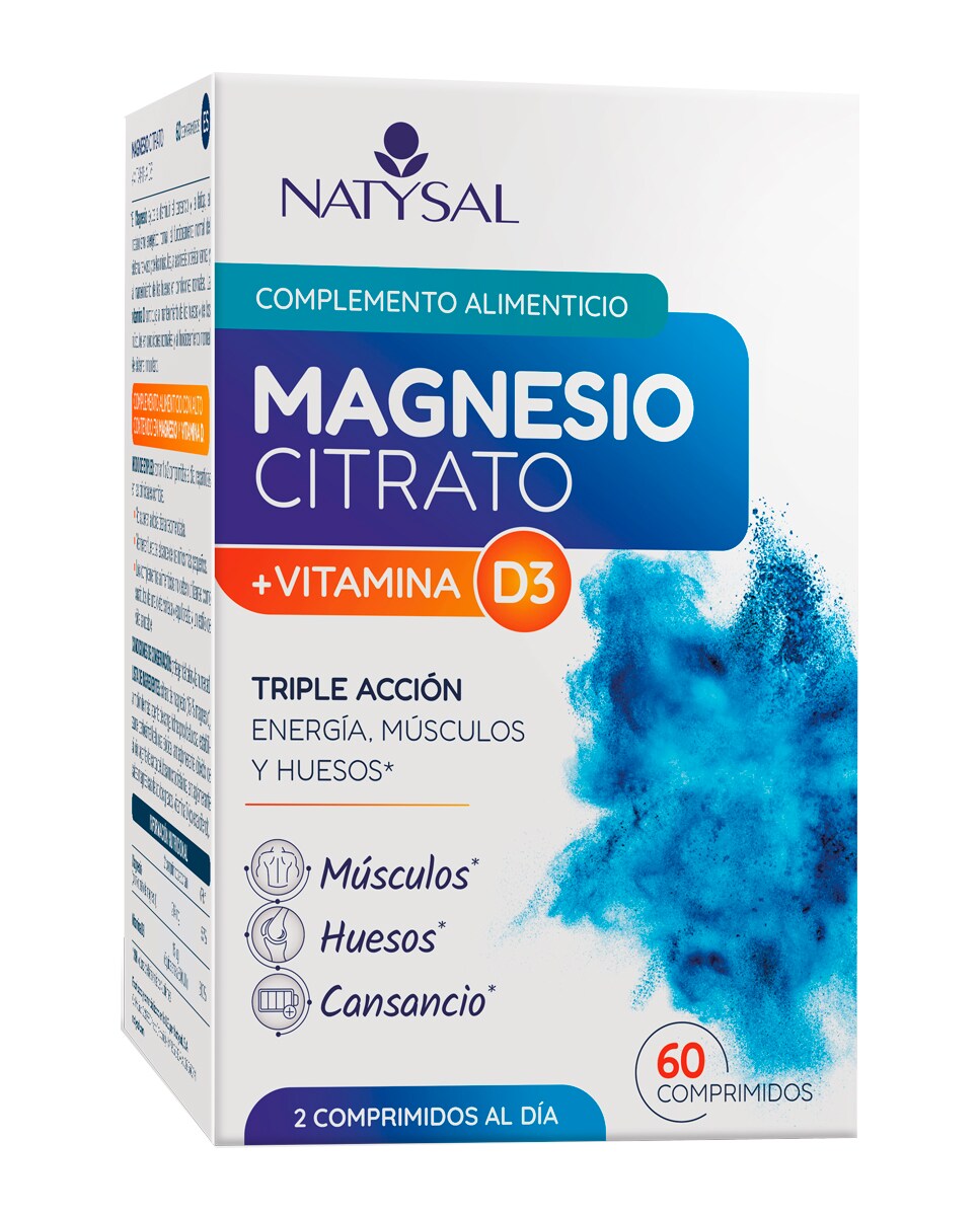Complemento Alimenticio Magnesio Citrato + Vitamina D3 60 Comprimidos Natysal 1