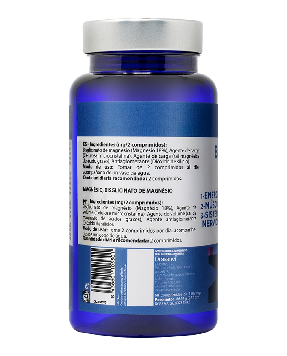 Complemento alimenticio Bisglicinato de magnesio 60 comprimidos Drasanvi - 60 Comprimidos 3