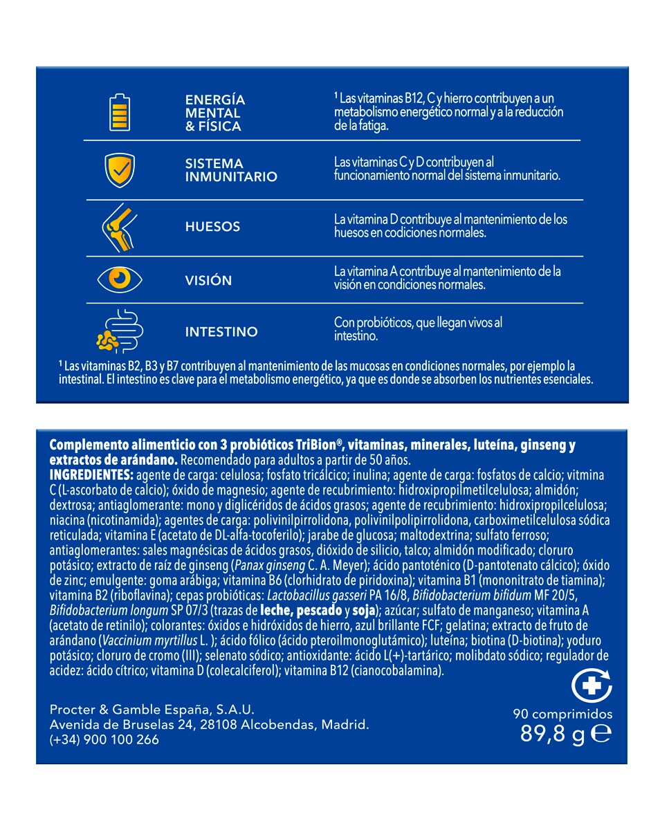 Comprimidos Multivitamínicos Con Probióticos Energy 50 + Bion3 4
