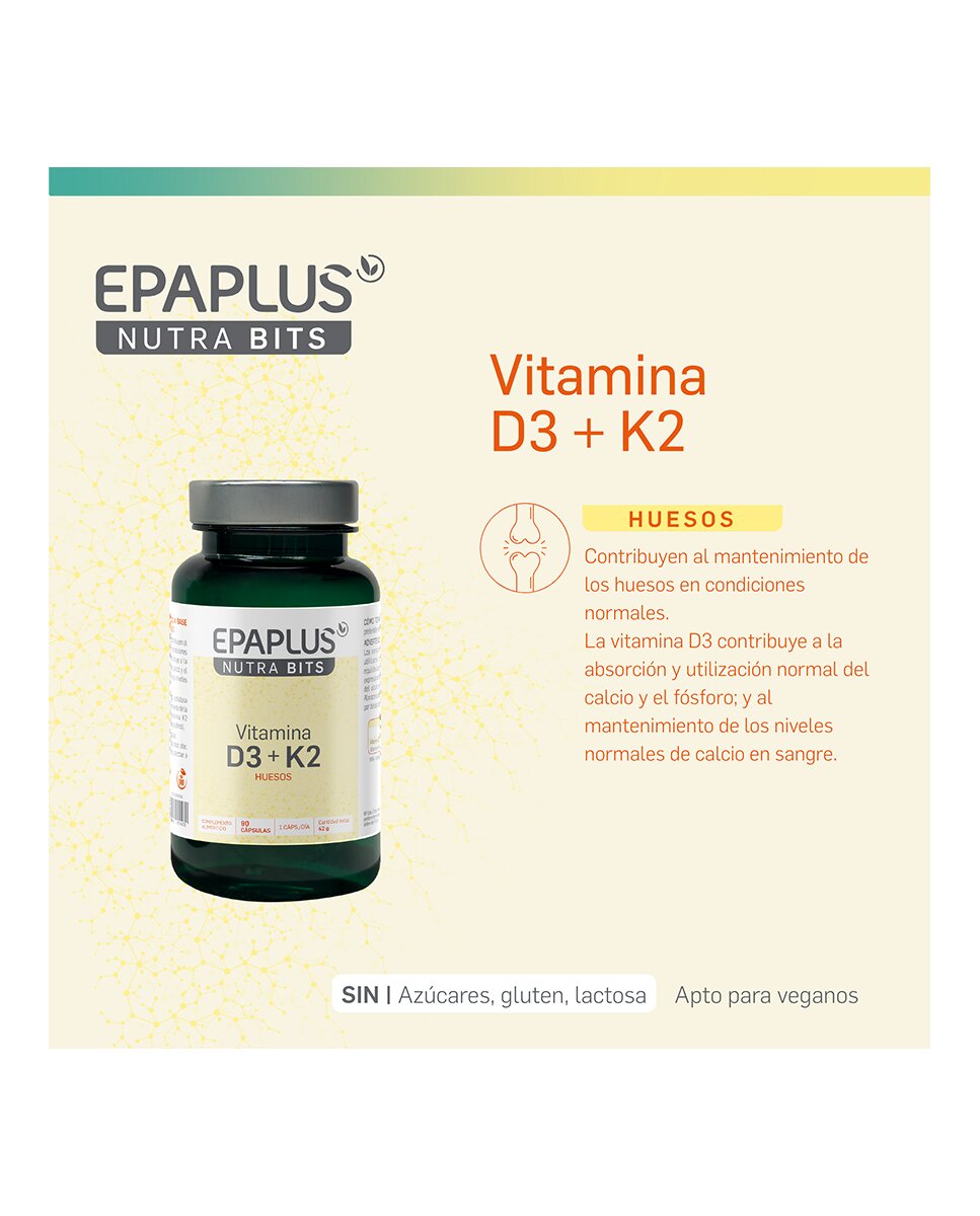 Vitamina D3 + K2 Nutrabits Epaplus - 90 Cápsulas 2