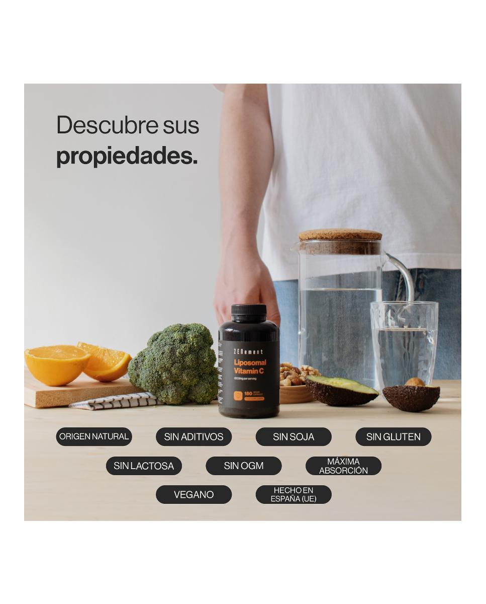 180 Cápsulas Veganas Complemento Alimenticio Vitamina C Liposomal Zenement - 180 Cápsulas 2