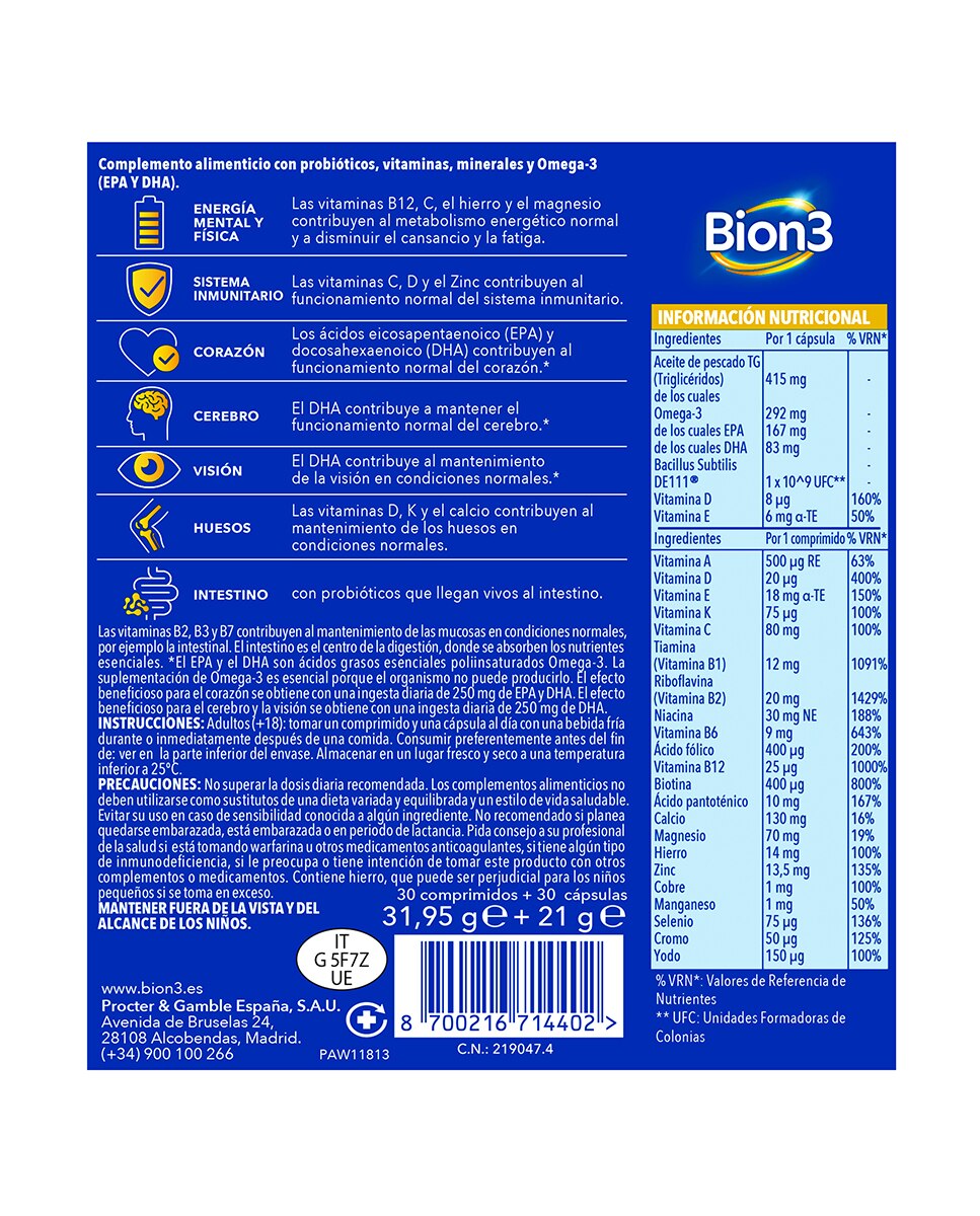 Imagen 3 de 30 Cápsulas Multi & Omega-3 Bion3 - 30 Cápsulas