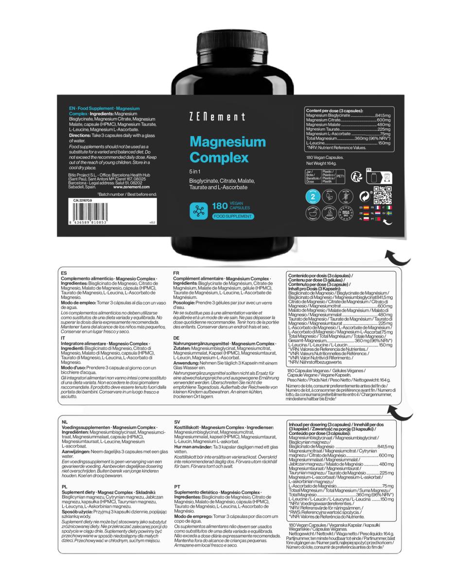 Magnesio Complex 5 en 1 180 Cápsulas Veganas 4