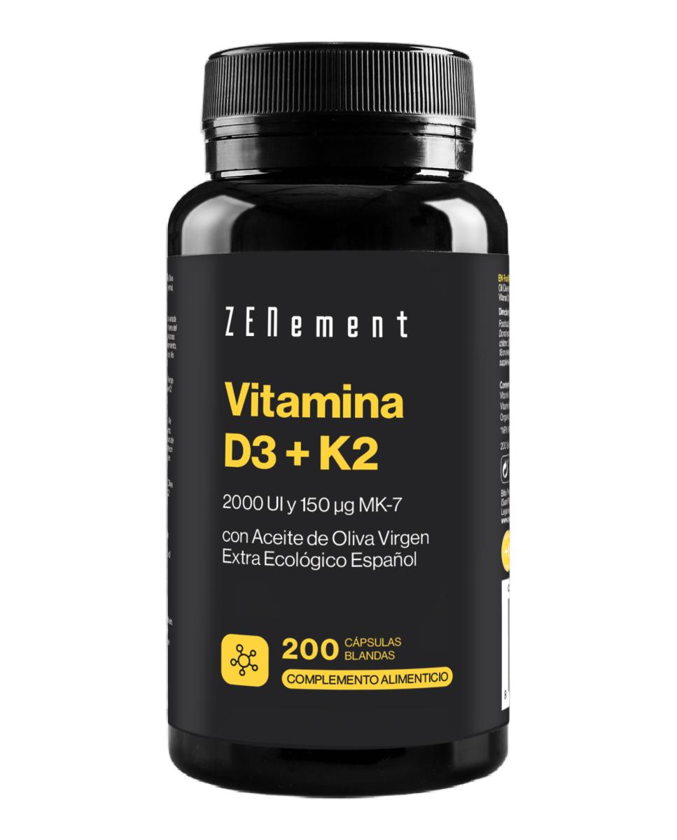 Imagen 0 de Vitamina D3 K2 2000 UI y 150 µg MK7 con Aceite de Oliva Virgen Extra Ecológico Español 200 Cápsulas blandas