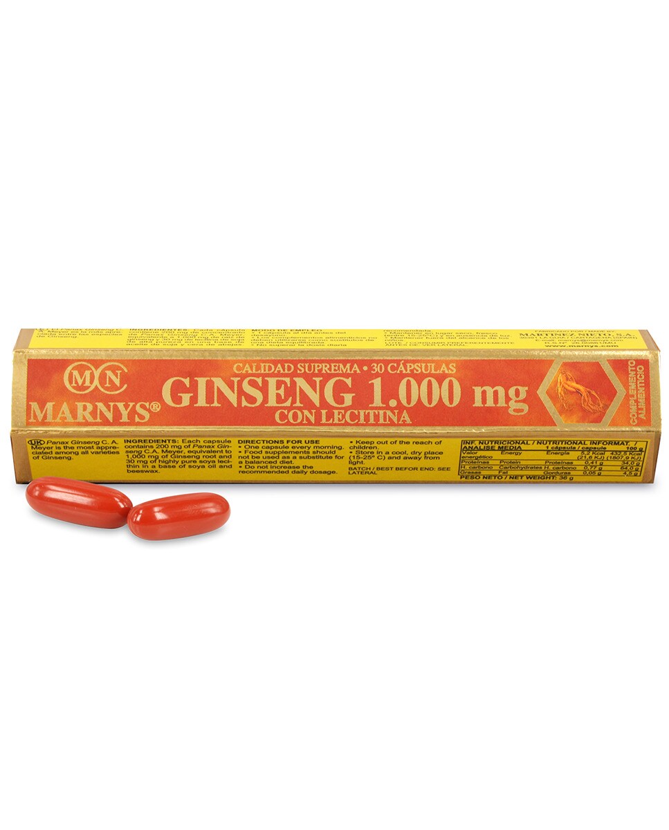 Cápsulas Ginseng 1000 mg con Lecitina Marnys 2