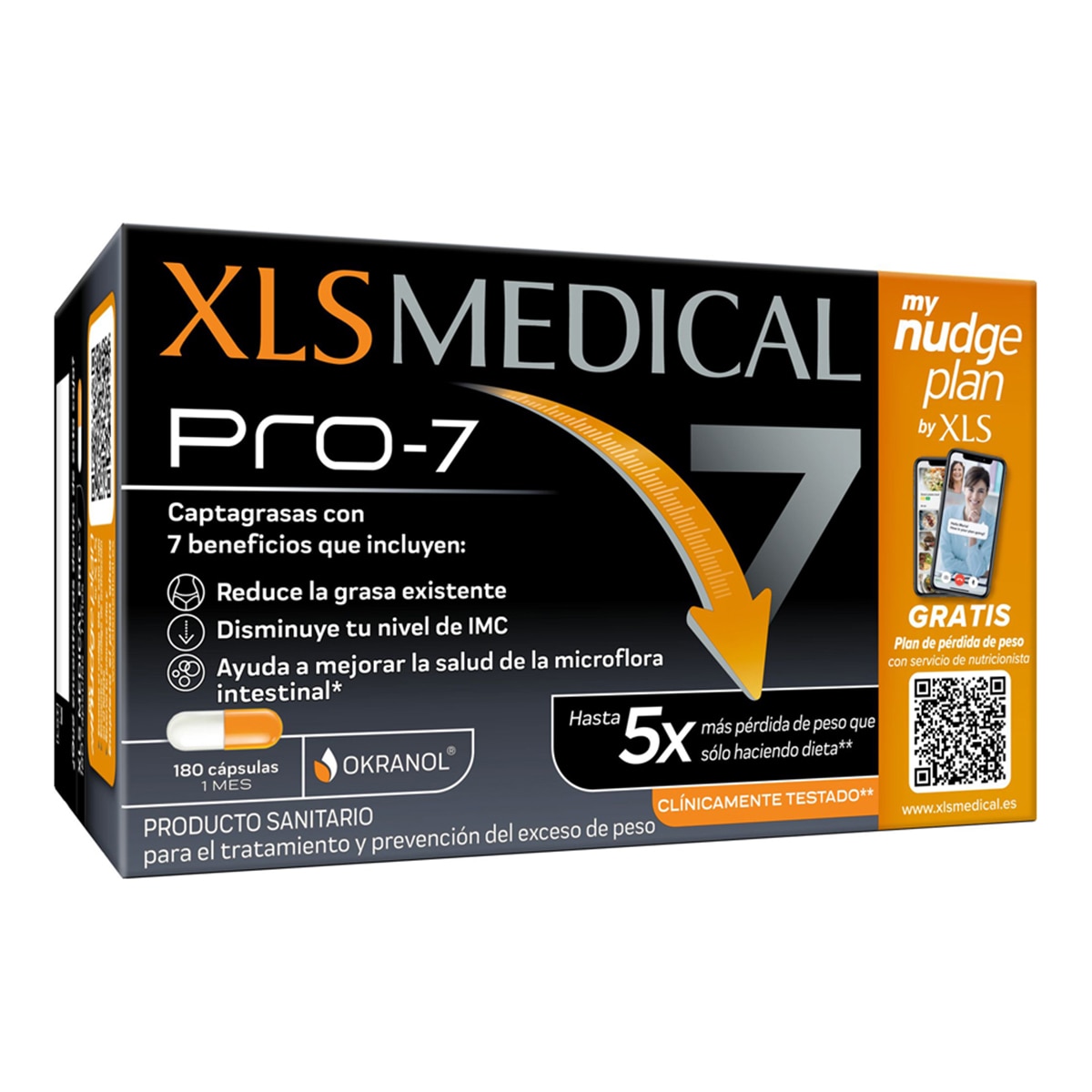 XLs Medical - 180 Cápsulas Captagrasas Pro 7 Nudge XLS Medical.