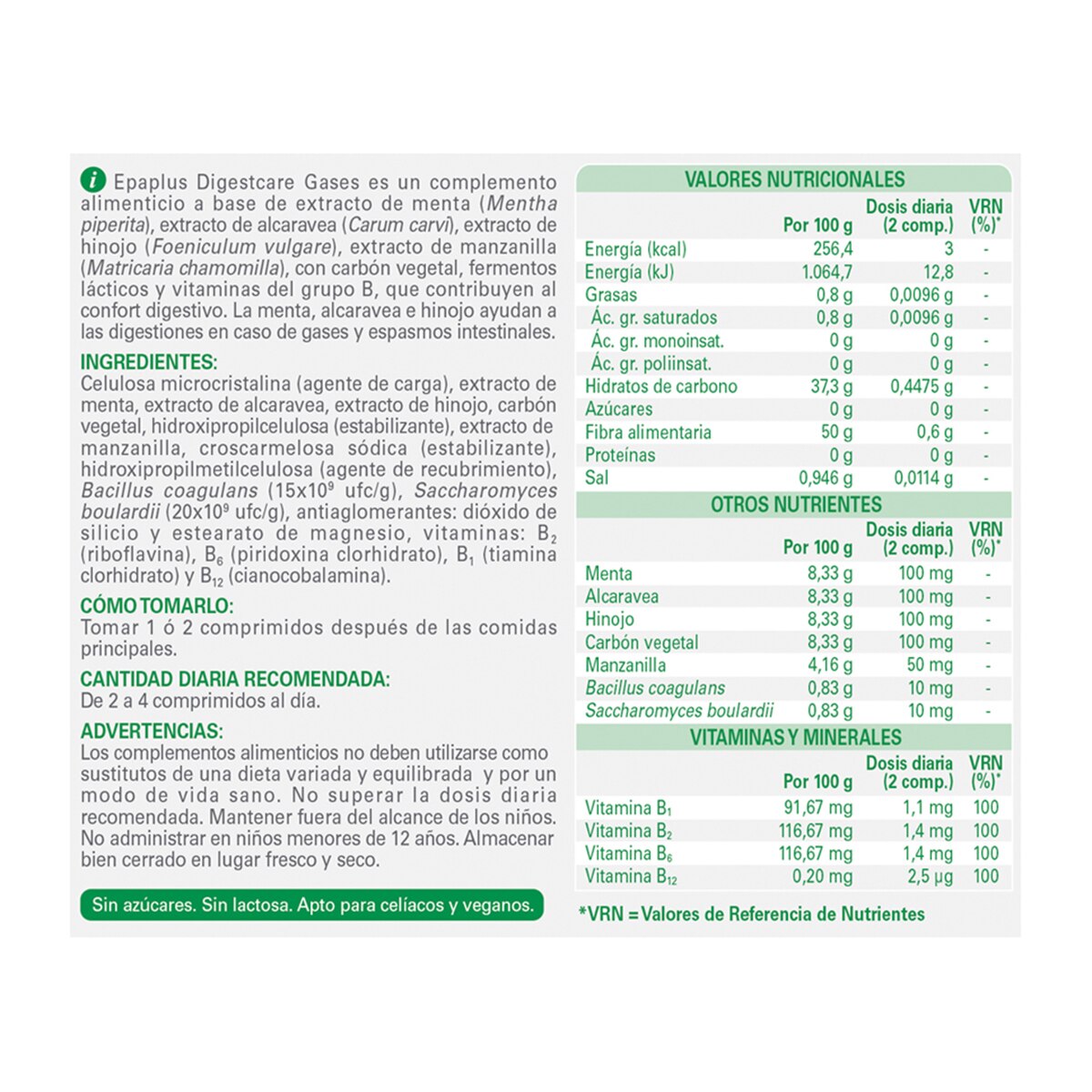 30 Comprimidos Gases Epaplus Digestcare 2