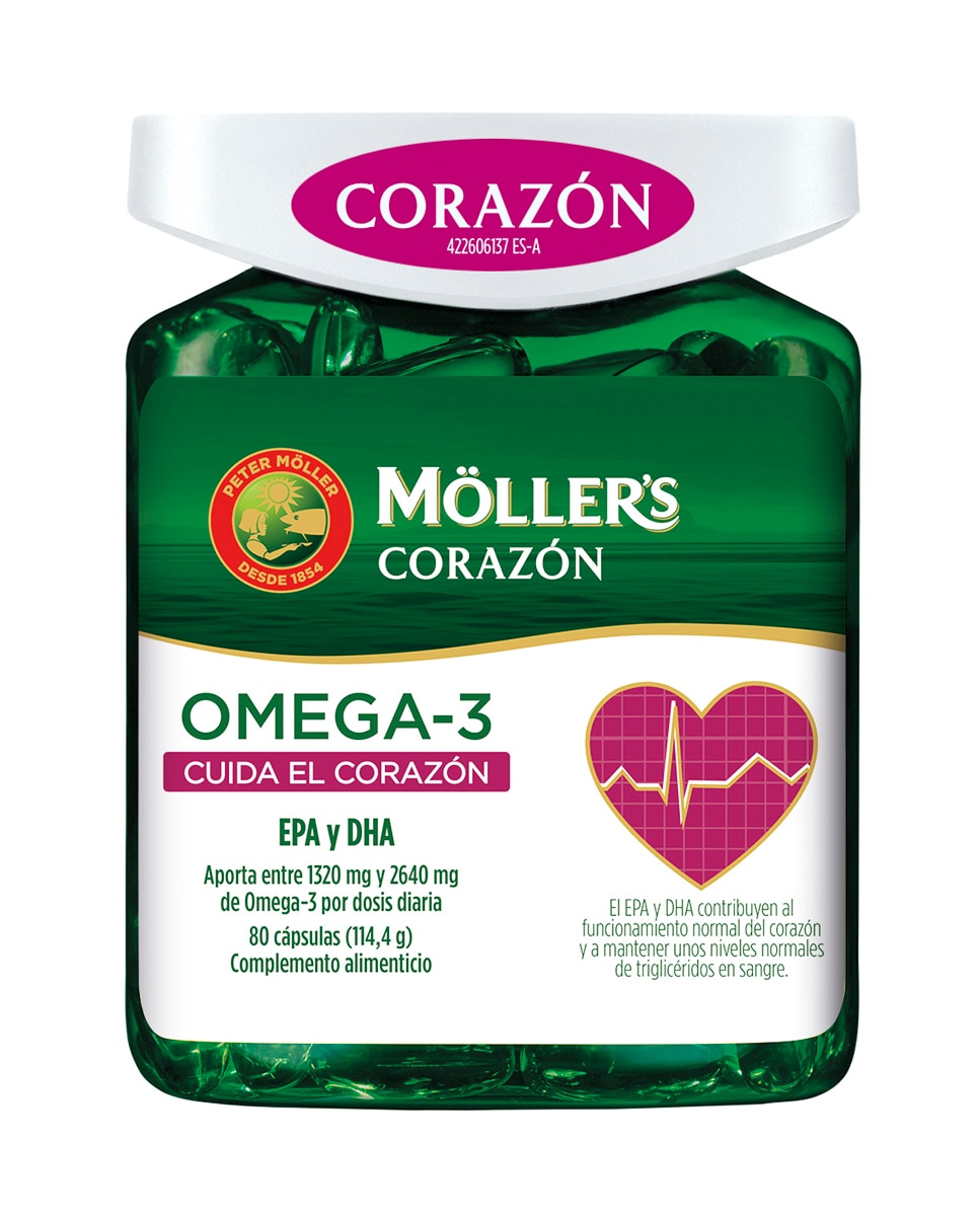 Imagen 0 de 80 Cápsulas Perlas de aceite de pescado Corazón Omega-3 Möller's