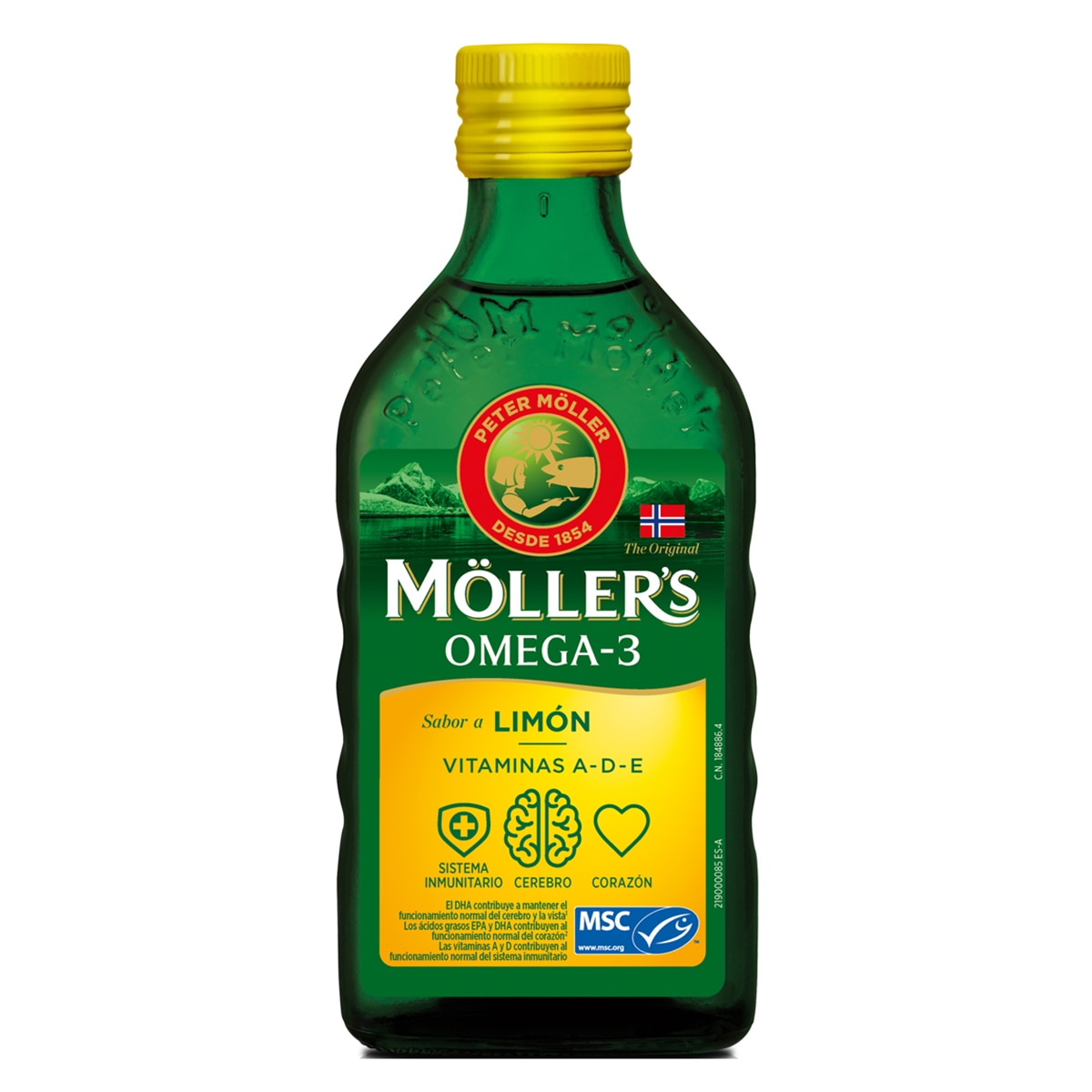 Imagen 0 de Aceite de hígado de Bacalao Sabor Limón Omega 3+ vitaminas A,D,E 250 ml Möller's