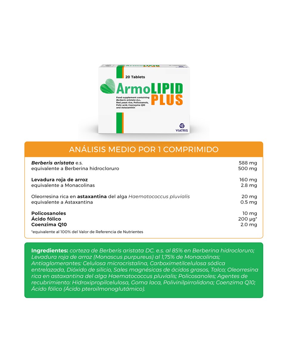 60 Comprimidos Control Colesterol y Triglicéridos Armolipid Plus - 60 Comprimidos 5