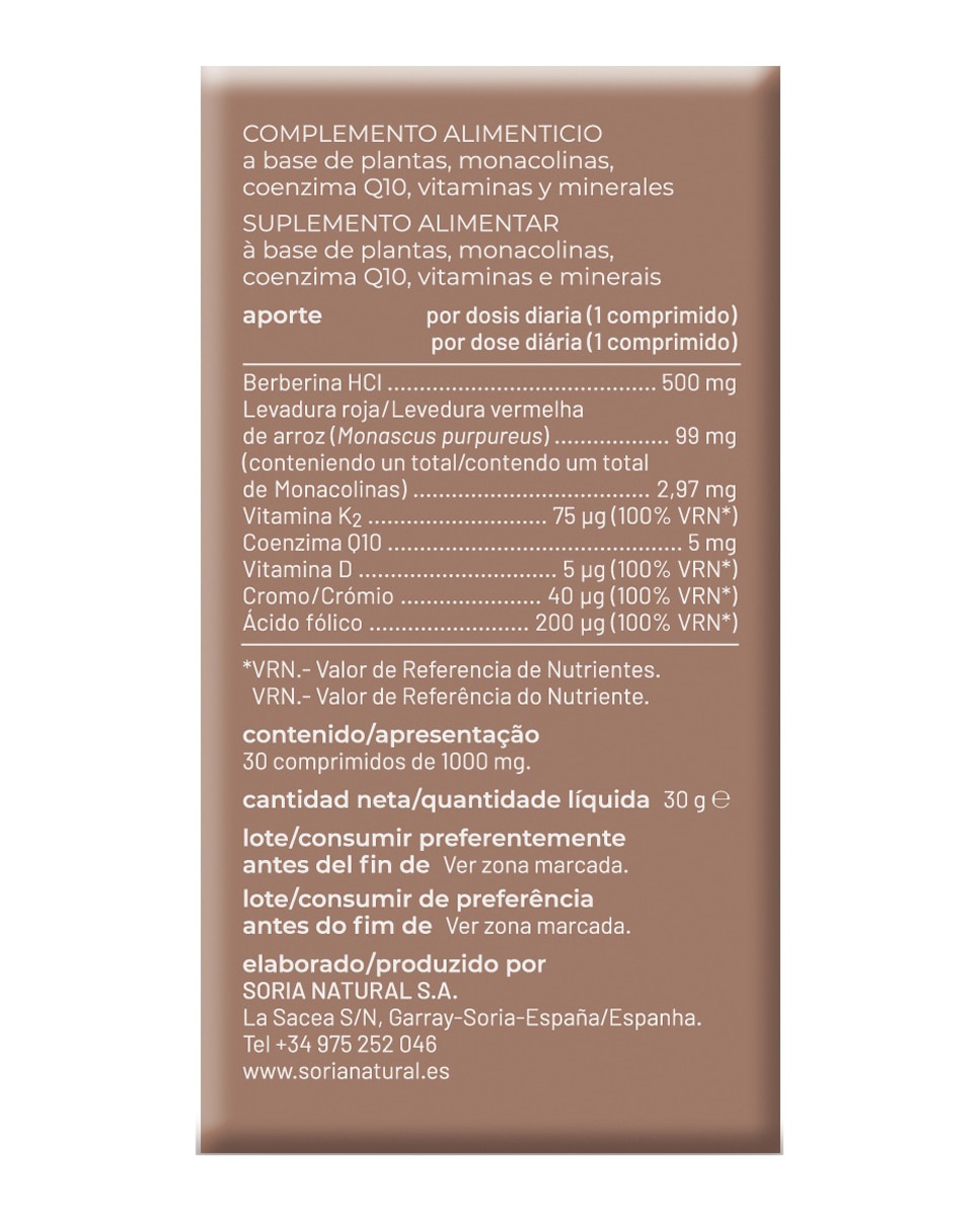 30 comprimidos x 1000 mg Berbecol Soria Natural - 30 comprimidos 3