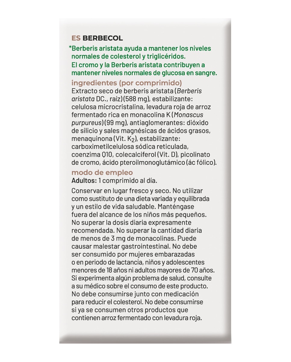30 comprimidos x 1000 mg Berbecol Soria Natural - 30 comprimidos 5