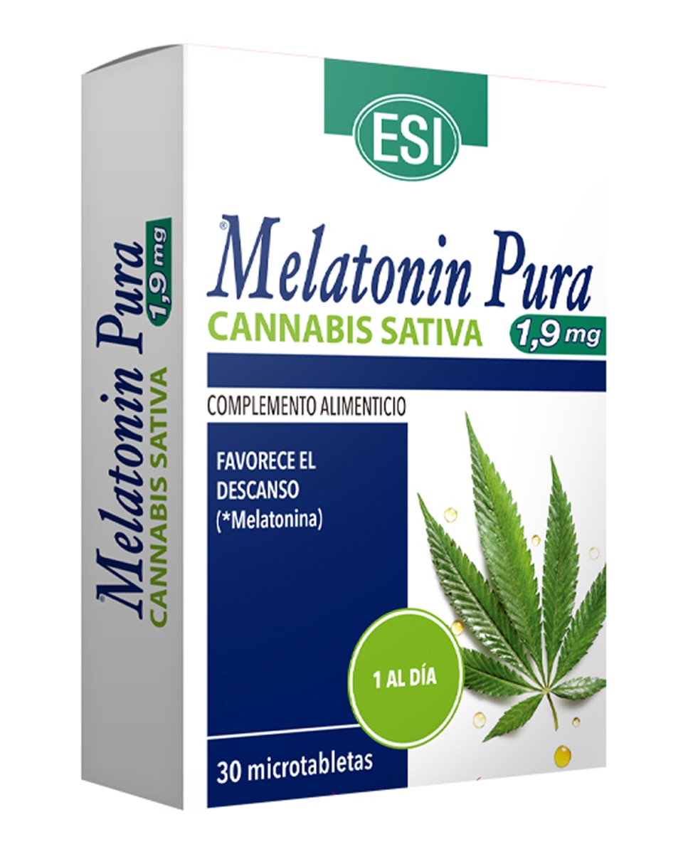 ESI - 30 Tabletas Complemento Alimenticio Melatonin Pura 1,9 mg + Cannabis Esi.