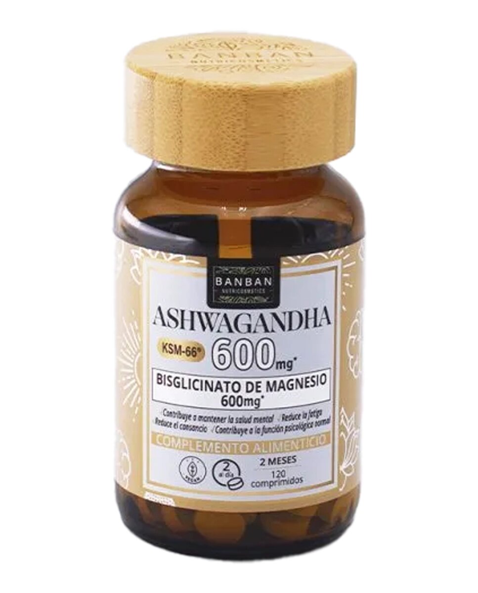 Imagen 1 de 120 cápsulas Ashwagandha 600Mg Bisglicinato Magnesio 600Mg  BANBAN