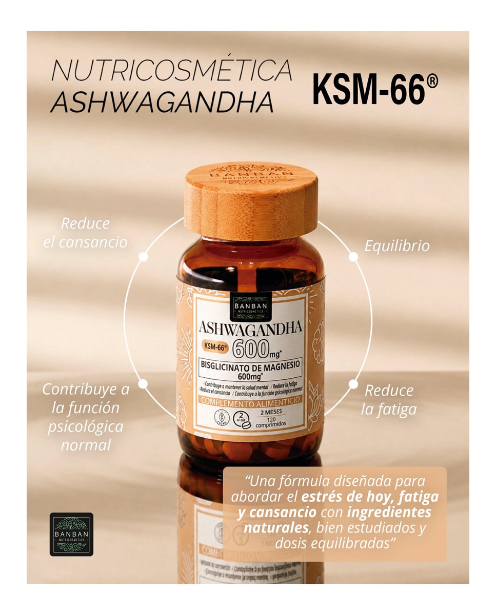Imagen 2 de 120 cápsulas Ashwagandha 600Mg Bisglicinato Magnesio 600Mg  BANBAN