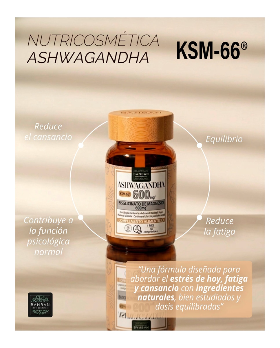 Imagen 2 de 60 cápsulas Ashwagandha 600Mg Bisglicinato Magnesio 600Mg BANBAN