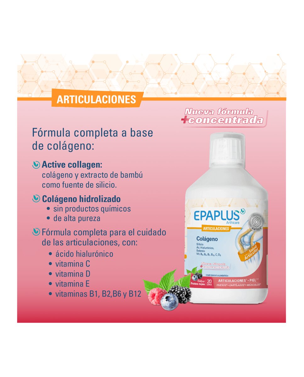 Imagen 4 de Colágeno Líquido Antiox Sabor Frutos Rojos 500 ml Epaplus - 500 ml