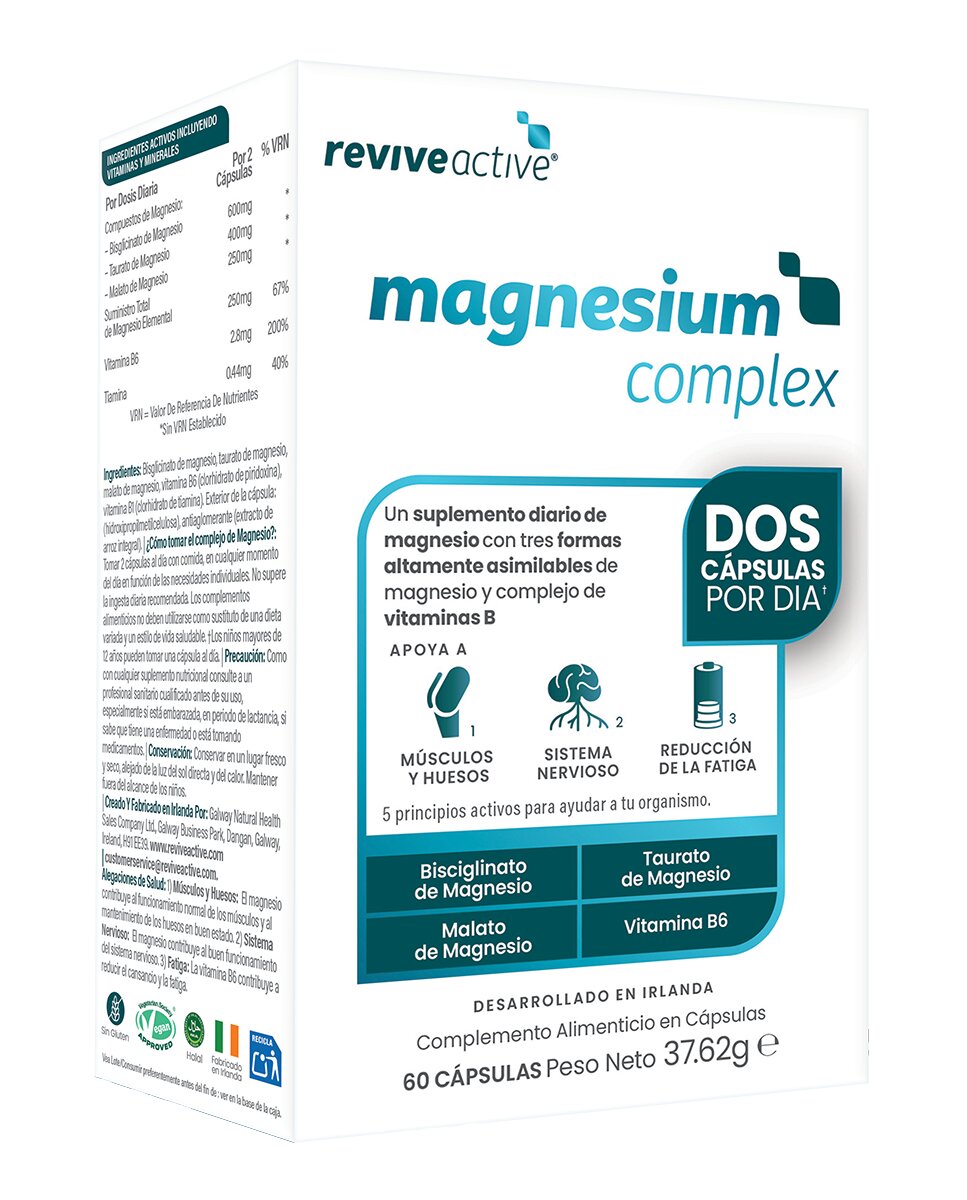 Imagen 0 de Complemento Alimenticio Tri-Magnesio Complex + B6 60 Cápsulas Revive Active