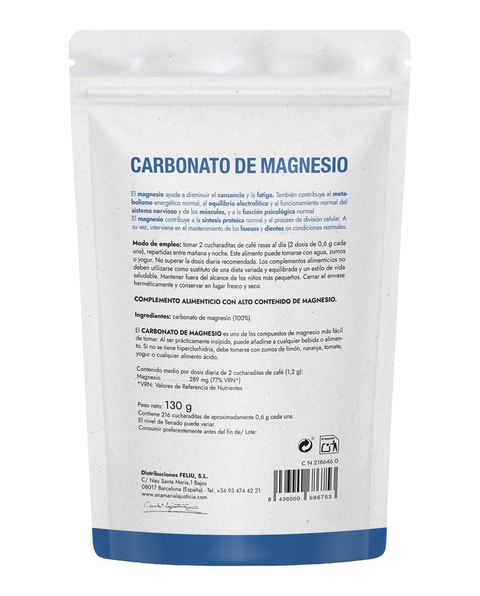 Carbonato de Magnesio 130 g Ana María LaJusticia - 130 g 2