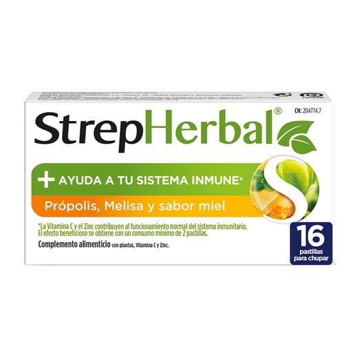 Imagen 0 de 16 Pastillas para chupar Própolis y Melisa Sabor Miel StrepHerbal