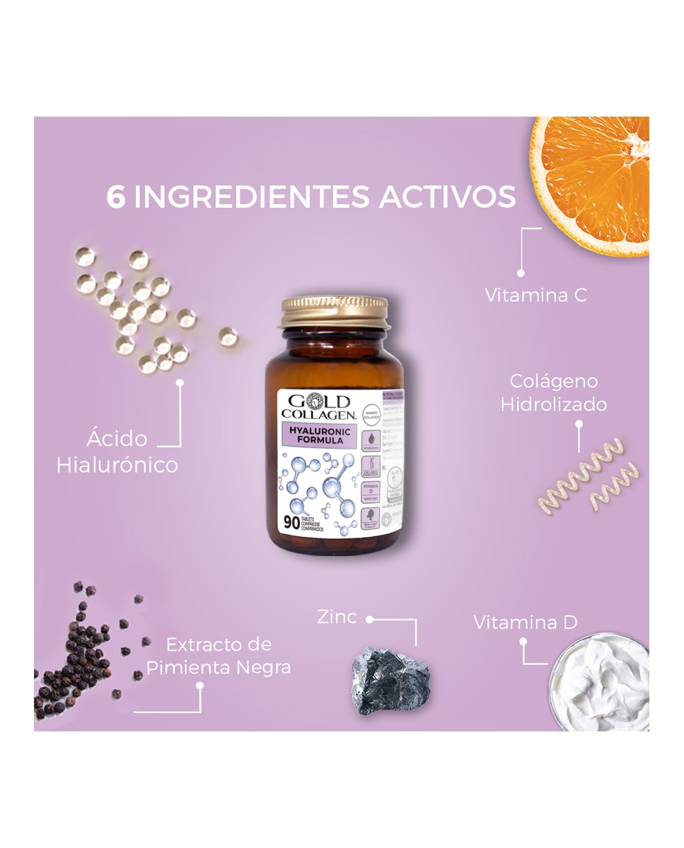 90 Comprimidos Hyaluronic Formula Gold Collagen 3
