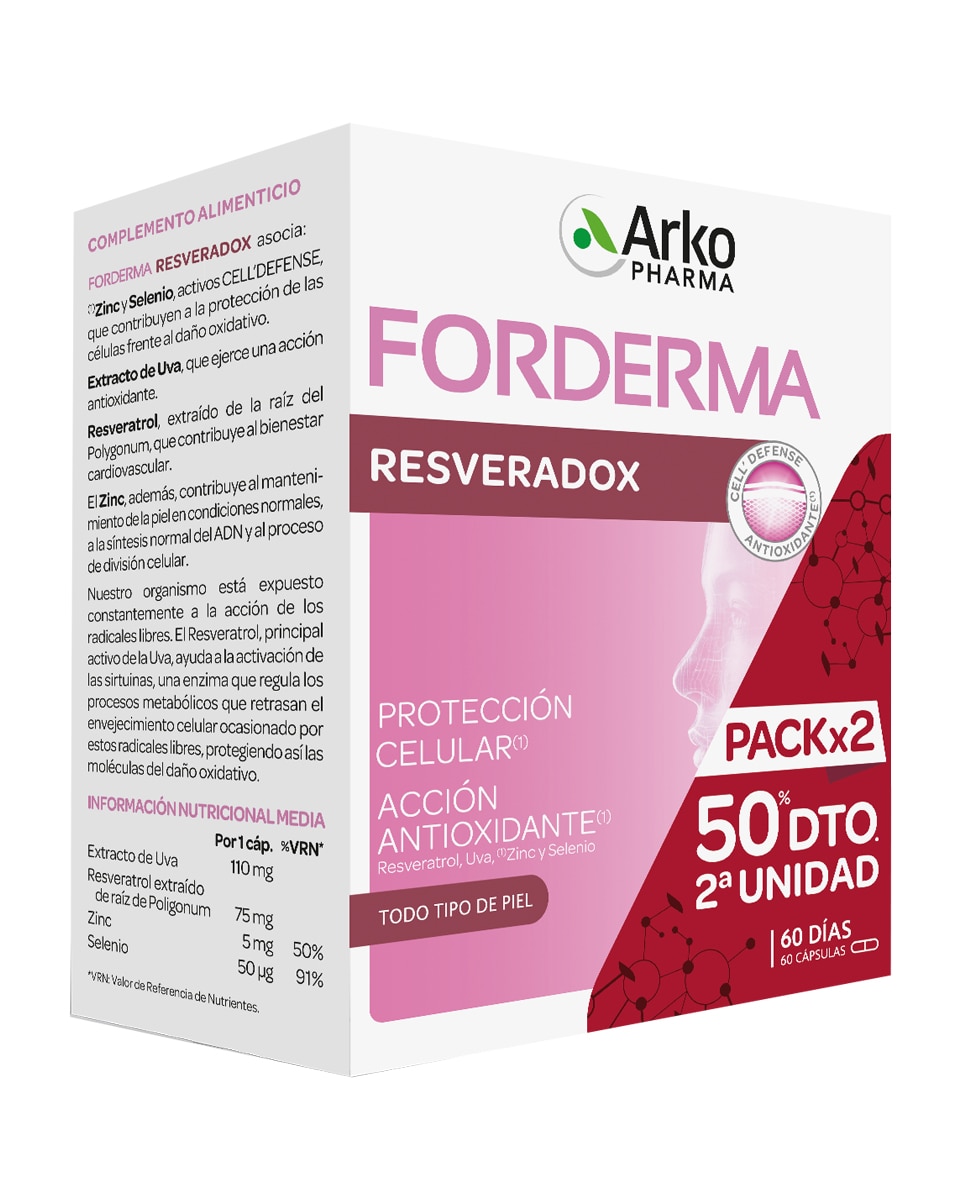 Imagen 0 de Complemento alimenticio Resveradox Extraforte 30 cápsulas x2 Arkopharma