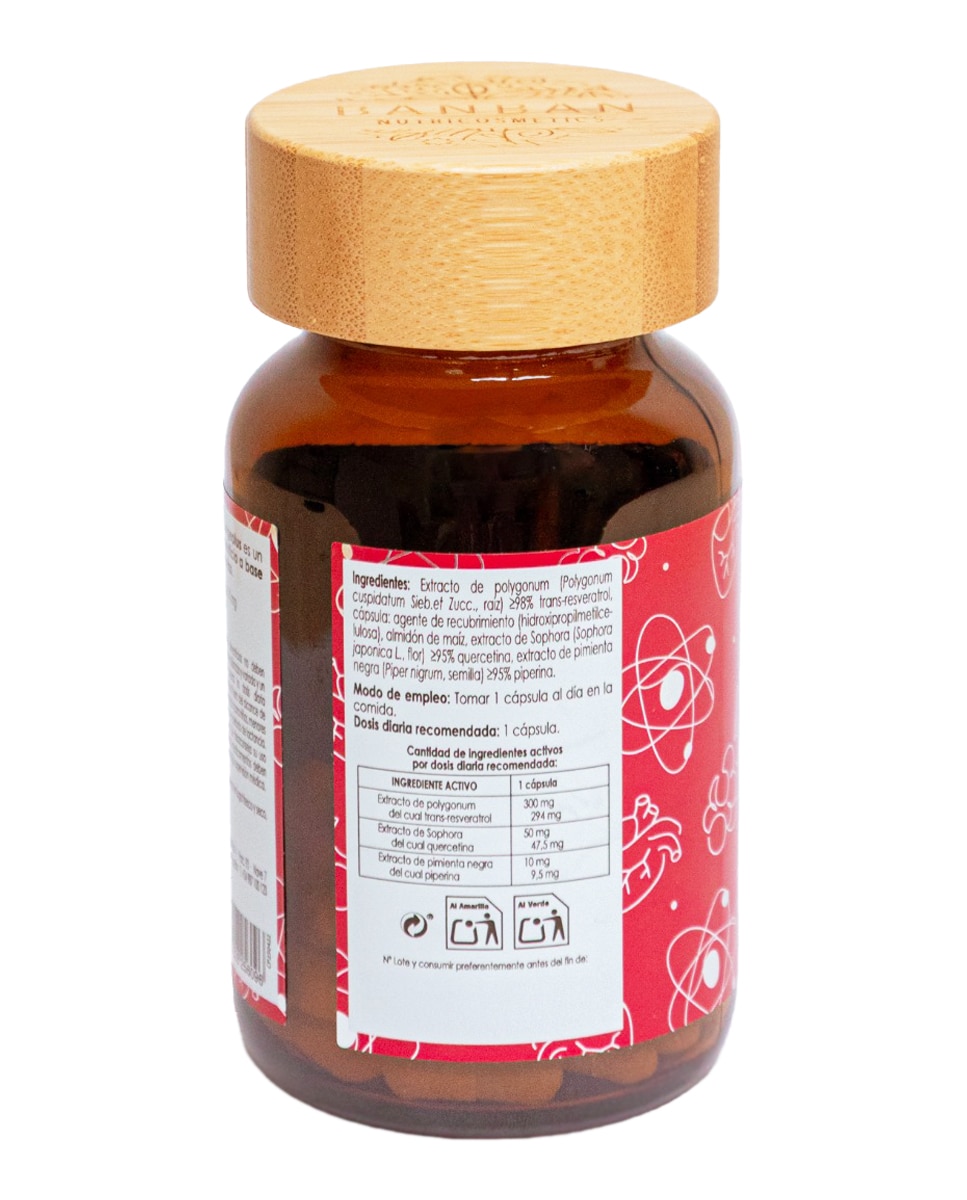 Imagen 2 de 60 Cápsulas Trans-Resveratrol 360Mg +Quercetina+Piperina Banban - 60 Cápsulas