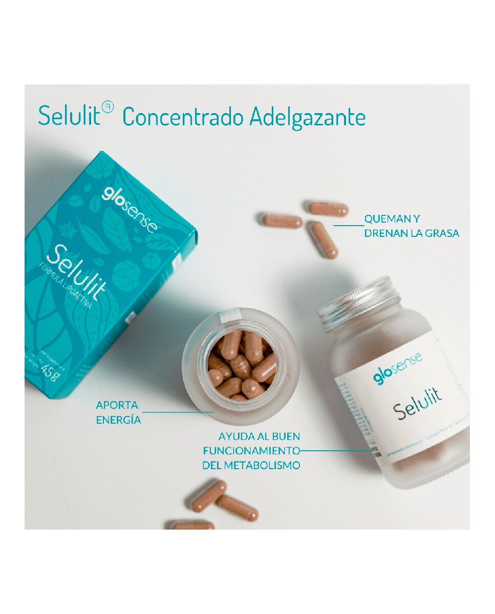 60 Cápsulas Liporeductor Anticelulítico Selulit Glo 2