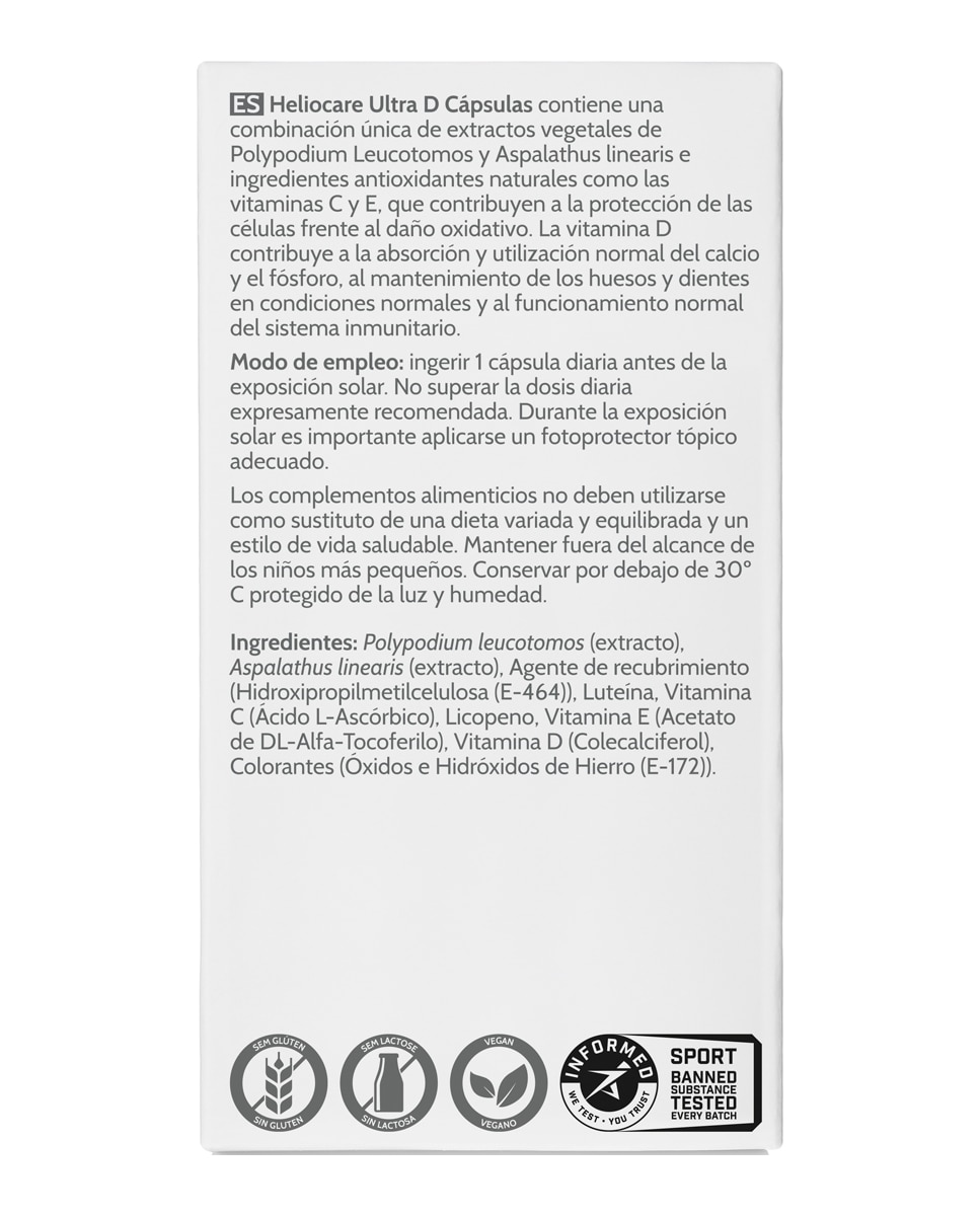 Cápsulas Oral Protección Solar Cuerpo Fotoinmunoprotectoras Ultra-D Heliocare 5