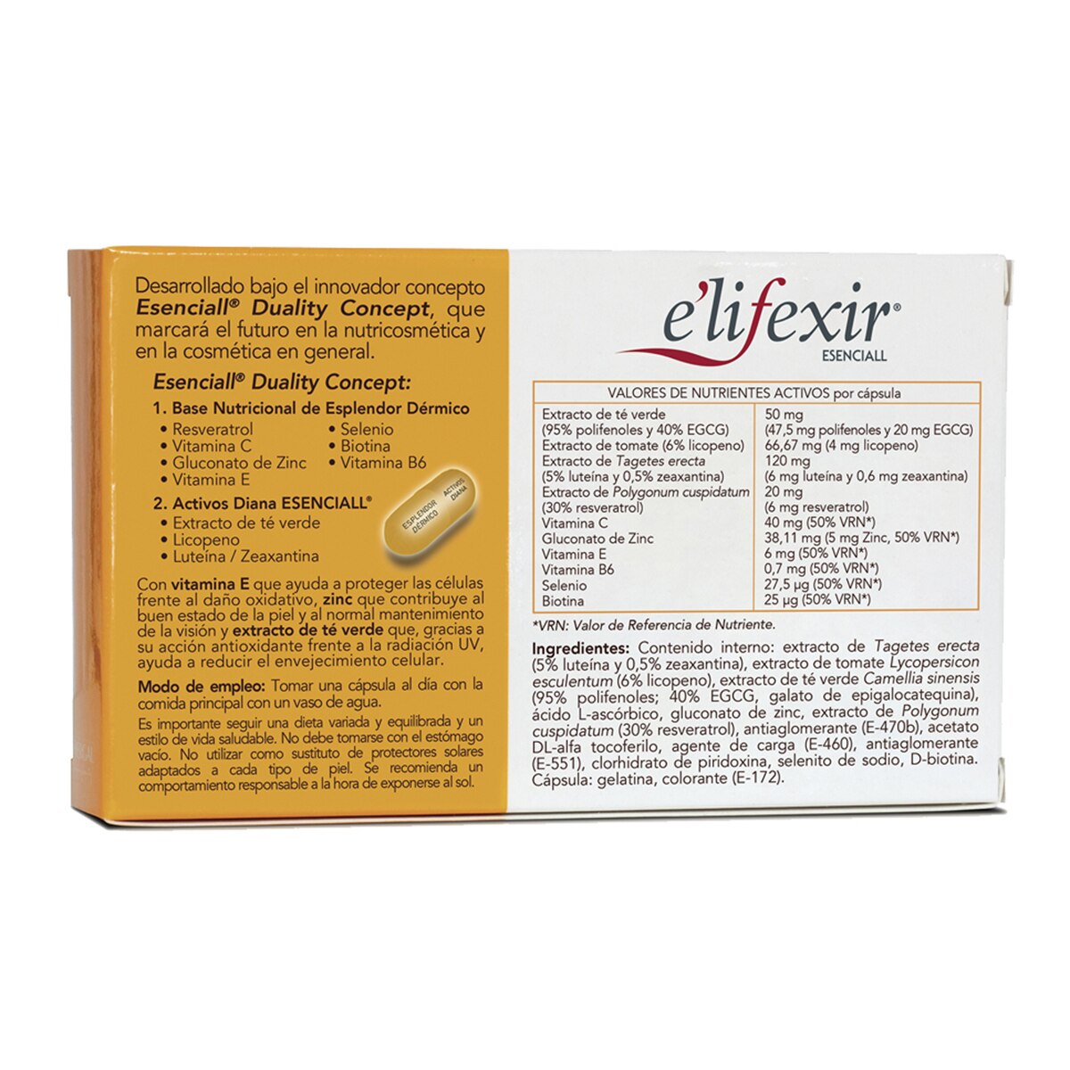 80 Cápsulas Autobronceadoras Piel Canela Esenciall E'lifexir ® 2