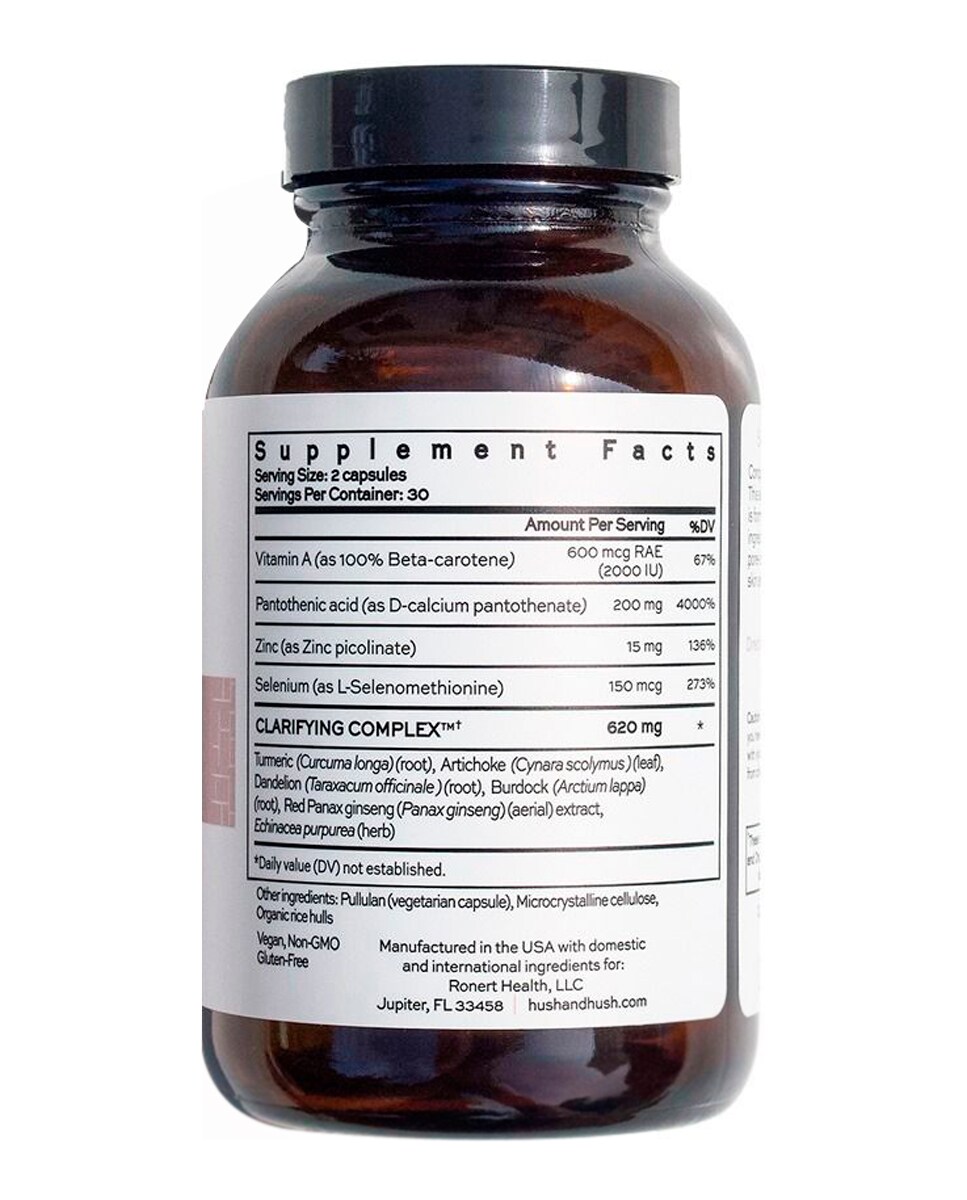 60 Cápsulas SkinCapsule Clear+Fórmula Antiacné Hush&Hush 3