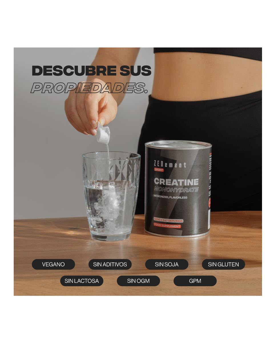 Complemento Alimenticio Creatina Monohidrato, Micronizada, Sin sabor Zenement - 500 g 2