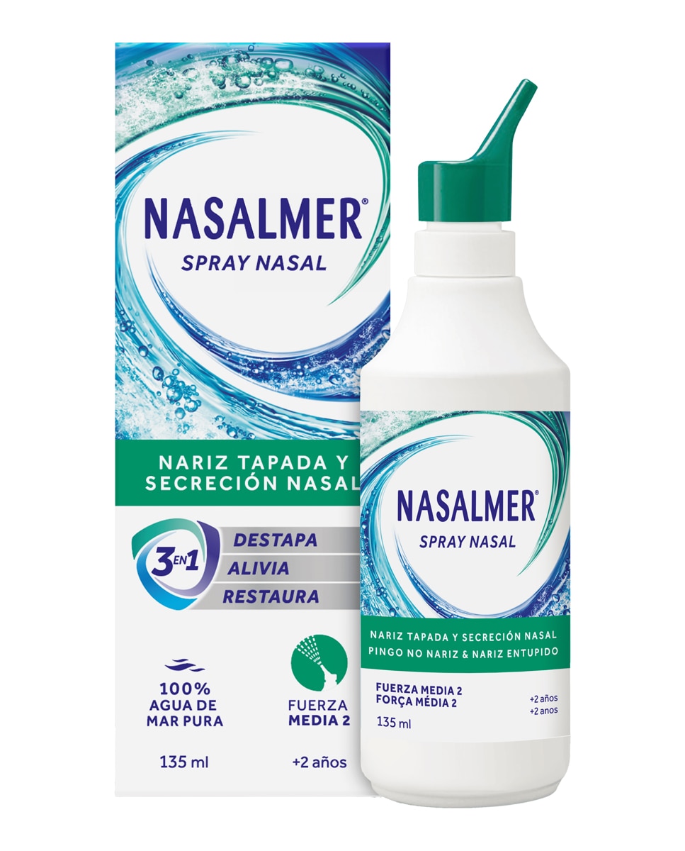 Imagen 2 de Spray Nasal de agua de mar isotonica Fuerza media 2 Nasalmer - 135 ml