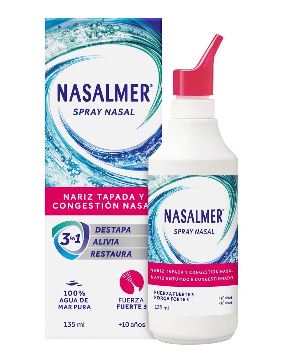 Imagen 2 de Spray Nasal de agua de mar isotonica Fuerza fuerte 3 Nasalmer - 135 ml