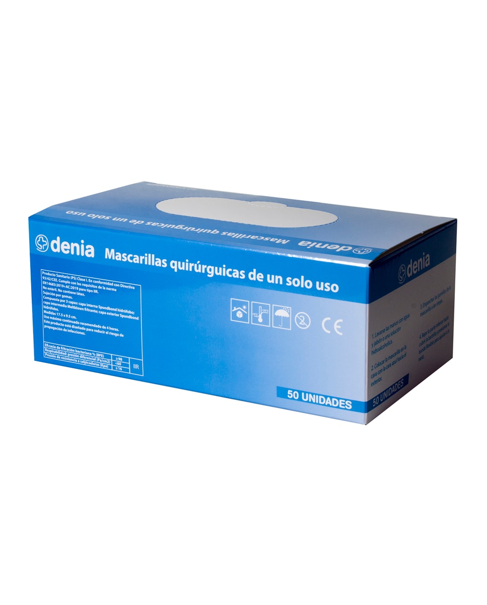 Imagen 5 de Mascarilla Quirúrgica desechable 3 capas Denia (50 unid)