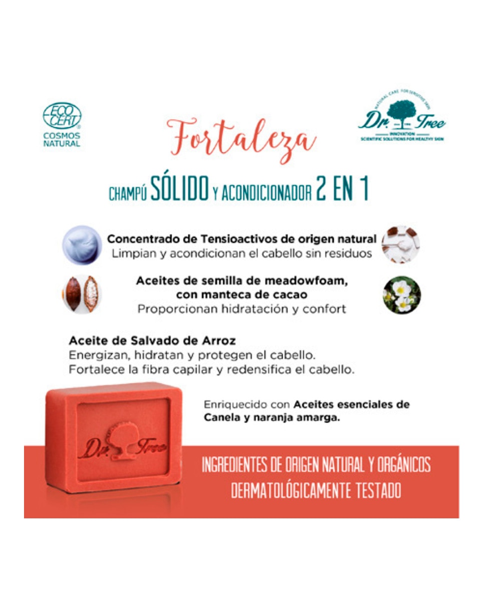 Champú Sólido Natural Fortaleza Cuero Cabelludo Sensible Dr. Tree 4