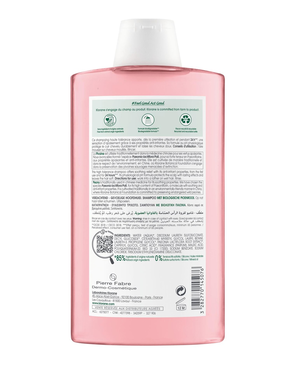 Champú A La Peonía Bio 400 ml Klorane - 400 ml 2