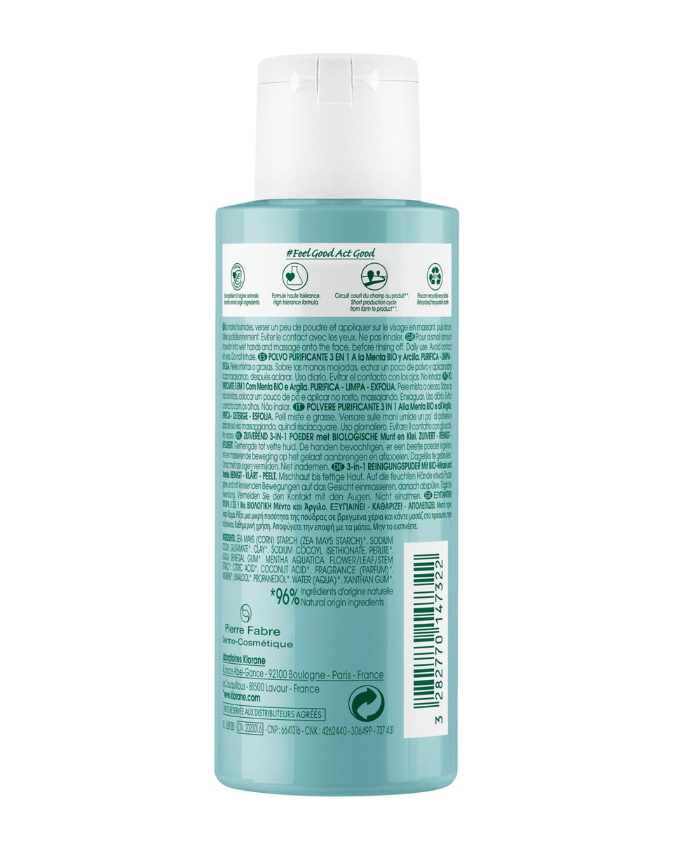 Polvo Purificante 3 En 1 A La Menta Acuática Bio 50 g Klorane - 50 g 2
