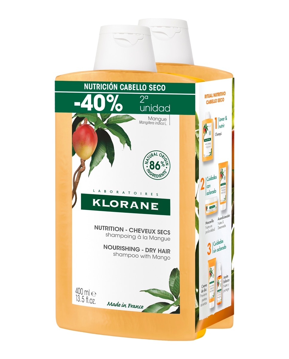 Klorane - Duplo Champú Nutritivo con Mango Klorane.
