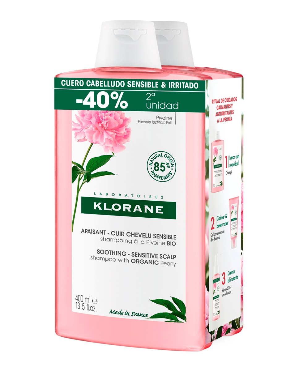 Klorane - Duplo Champú Calmante Peonía Klorane.